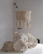 White Cotton Macramé Ceiling Pendant — Knotted Fringe Design - Image 10