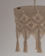 White Cotton Macramé Ceiling Pendant — Knotted Fringe Design - Image 7