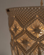 White Cotton Macramé Ceiling Pendant — Knotted Fringe Design - Image 3
