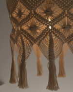 White Cotton Macramé Ceiling Pendant — Knotted Fringe Design - Image 2