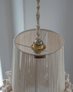Floral-Trim White Macramé Pendant Light - Image 13