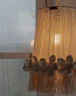 Floral-Trim White Macramé Pendant Light - Image 4
