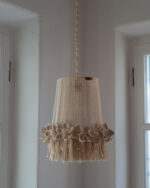 Floral-Trim White Macramé Pendant Light - Image 2