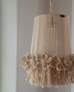 Floral-Trim White Macramé Pendant Light - Image 9